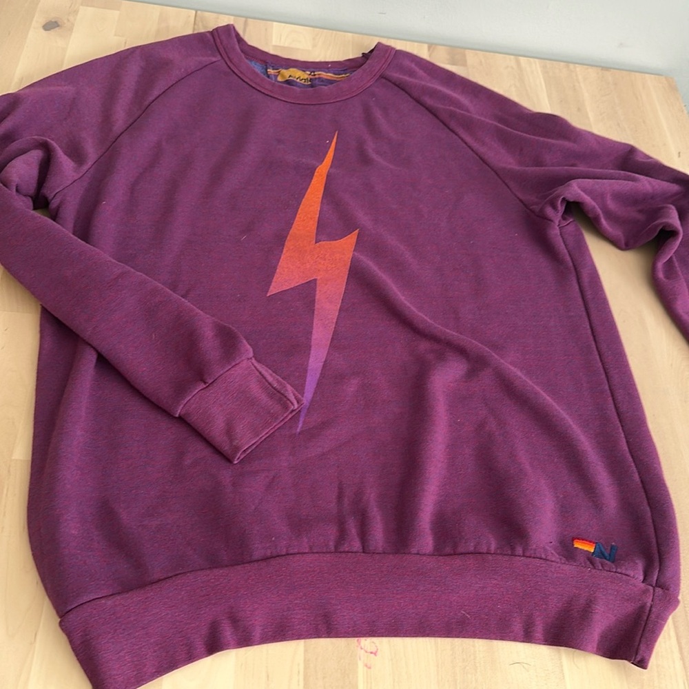 Aviator Nation Bolt Fade Sweatshirt Purple Purple Orange | Size XL
